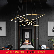 Postmodern hexagonal ring geometric chandelier designer creative personality model room Stainless steel gold light luxury lamp