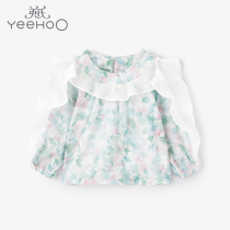 3 Discount British Girls Shirt Long Sleeve Woman Baby Spring Autumn Pure Cotton Lotus Leaf Side Shirt YRCAJ10007A01