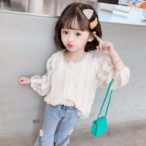 Girl Spring Dress White Shirt Children Dress Early Spring Lining Clothes Baby Trendy Spring Autumn Ocean Long Sleeve Small Cardiovert Kid Cardiovert