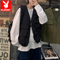 Playboy vest vest male Spring and Autumn Tide brand ins loose thin model Ruffian handsome workwear sleeveless jacket