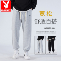 Playboy gray pants men summer thin trends in loose teen leisure big yard beam footwear pants