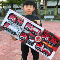 Large drop-resistant fire truck toy set children can spray water ladder lift sprinkler engineering car Boy car