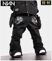 16 17 Korean ski pants NNN Korean mens and womens single double board High waterproof black hip hop assault pants