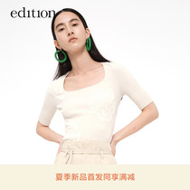 Edition flower jacquard knit blouse woman 2022 summer new design sensation small crowdknitted sweatshirt short sleeve T-shirt