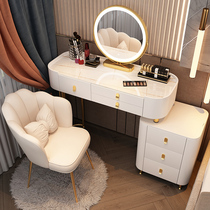 2021 New light luxury dressing table storage cabinet integrated solid wood bedroom rock board modern simple telescopic makeup table