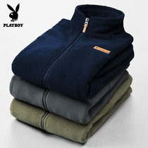 Playboy autumn and winter outdoor fleece jacket men thickened warm double-sided velvet top men fleece jacket men