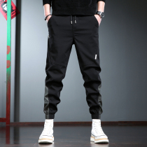 Tide casual pants men wide loose beam foot trousers 2023 summer thin trend and black sports speed dried pants