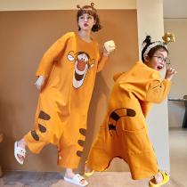 Parent-child mother and daughter pajamas spring and autumn thin cotton Children Baby anti-kicking girls