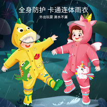 Lemon baby childrens conjoined Raincoat Boy Girl rain pants set kindergarten poncho child dinosaur rain gear