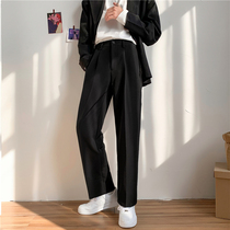  Autumn new ins drop sense small trousers mens Korean version of the trend loose student straight wide leg casual suit trousers