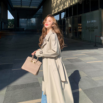 Windbreaker womens mid-length explosive 2021 spring and autumn new popular Korean temperament western style over-the-knee coat jacket