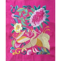 Rose red embroidery piece ethnic wind machine embroidery exquisite Swan peony embroidery cloth