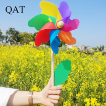 Childrens toy windmill wooden colorful windmill factory kindergarten outdoor park decoration plastic windmill