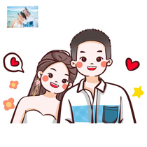 Q version hand-painted avatar cartoon cute couple phone case pattern custom Live Photo wedding photo to comic