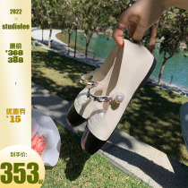 Grapes moms tudiolee spring autumn small fragrant wind pearl flat bottom Marie precious leather shoes rough with thick bottom single shoes female