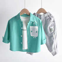Boys' Shirt 2022 New Children's Long Sleeve Shirt for Children Boys Spring and Autumn Tide Baby Korean Thin Coat