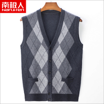 Antarctica autumn and winter fathers thick sleeveless cardigan vest middle-aged mens knitted warm Waistcoat Vest
