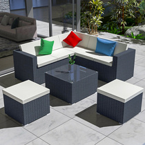 Outdoor rattan sofa sunscreen waterproof combination living room courtyard outdoor rattan rattan sofa furniture three-person rattan chair