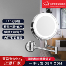 Bathroom vanity mirror led with lamp wall-mounted vanity mirror hotel bathroom magnifying mirror free punching telescopic folding