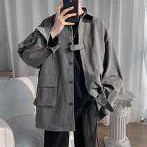 vintage High feel tooling jacket cold style mens English style short windbreaker ins Ruffian handsome function jacket