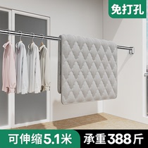Non-perforated telescopic rod curtain rod strut drying rack toilet clothes shrink-up rod wardrobe clothes rod bath curtain rod
