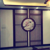 Dongyang wood carving Pinus sylvestris solid wood partition wall aisle entrance screen stall sand painting decoration ceiling flower pattern