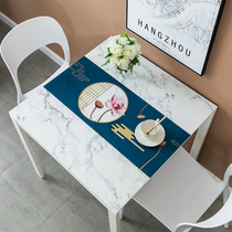 Square table table mat Waterproof anti-scalding oil-proof wash-in household square tablecloth ins wind Nordic light Luxury opaque mat