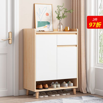 Shoe cabinet home entrance Nordic large capacity solid wood color shoe cabinet simple entrance hall storage locker balcony shoe rack