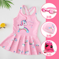 Childrens swimsuit girls small medium and large children 2021 new foreign style baby little princess Korean one-piece skirt