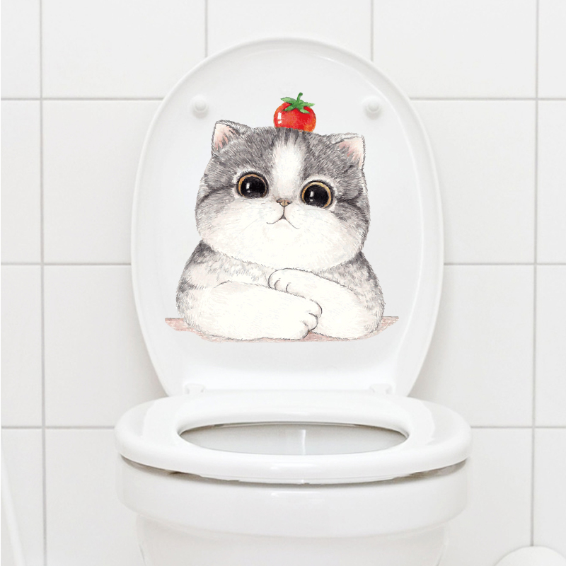 Creative cartoon wall paste personalized bathroom door decoration toilet paste waterproof self-adhesive paper paste cat