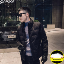 2021 winter light down jacket male spirit guy stand collar short coat winter tide brand white duck down jacket