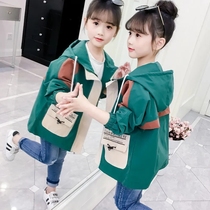 Girls autumn coat 2021 childrens spring and autumn new top Middle and large childrens autumn windbreaker girls foreign style coat