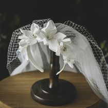 New Korean flower hair hoop short yarn mesh mesh fairy style simple Bride wedding accessories shape yarn