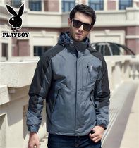 Playboy autumn and winter mens and womens assault clothing three-in-one detachable outdoor windproof waterproof Tide brand custom printed LOGO