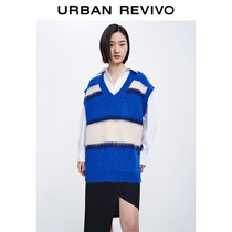 UR2022 spring new pint women dress trendy Klein blue striped knit vest WV05S9AN2000