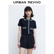 UR2022 spring new pint woman dress light ripened wind over collars short sleeves knit jacket WG10R9DN2000