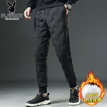 Playboy down pants mens winter wear slim-fit warm duck down casual thickening outer wear long pants mens trend