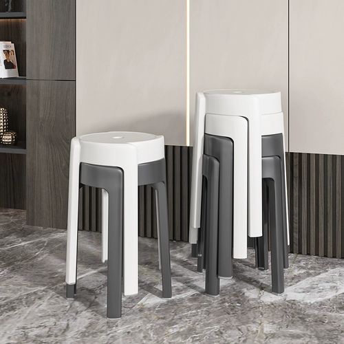 Пластиковые табуреты для домашнего использования, штабелируемые очень толстые стулья для аренды, простые высокие скамейки для прилавков, круглые пластиковые табуреты для коммерческого использования.