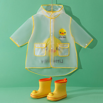 Little yellow duck childrens raincoat boys full-body kindergarten childrens Poncho Girls bucket baby rain shoes suit summer