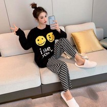Spring and autumn modal long sleeves Korean casual cartoon student ladies winter loose size home wear suit