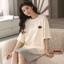 Dove Sleepwear Womens Summer 2022 New Internet Red Pops Lady Pure Cotton Short Sleeve Sleeping Skirt Home Conserved Spring Summer Days