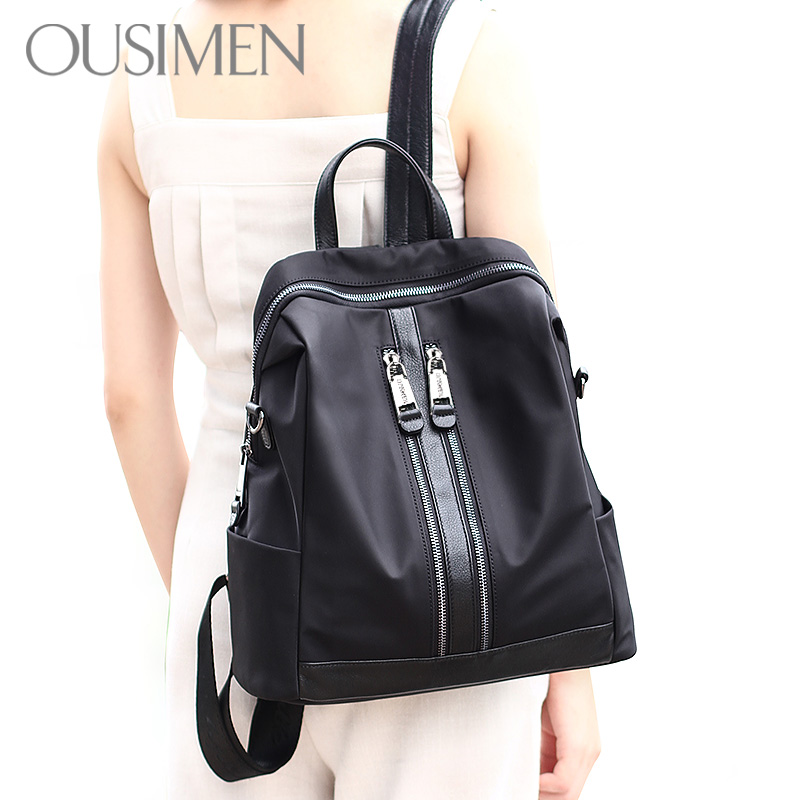 Double Shoulder Bag Woman 2019 New Korean Version Baita Fashion Oxford Bucket Large Capacity Backpack Soft Leather Mother's Bag