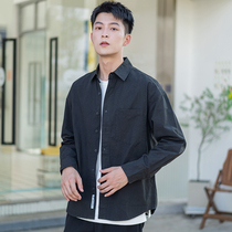 Ninety-six loose solid color non-iron long sleeve shirt autumn Japanese shirt men trend Wild
