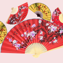 Chinese wedding folding fan decoration wedding supplies red plum big fan red wedding fan auditorium layout props window