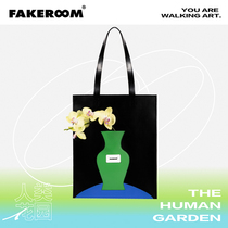 Official fakeroom vase independent designer geometric flower arrangement tote bag art original design shoulder bag