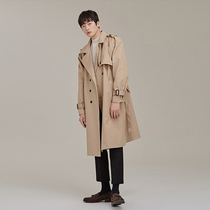 Spring and autumn new long trench coat mens ins loose knee jacket Korean trend handsome British coat