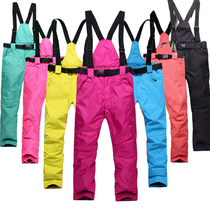 Ski pants mens and womens style plus thick windproof waterproof strap couple ski cotton pants warm snow Township cotton pants