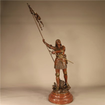 Van Nis Western Antiques 19th-century French pure bronze hero figure sculpture Joan of Arc