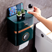 Toilet paper towel box wall-mounted toilet paper suction paper box free of punch waterproof toilet roll paper drum toilet paper shelve