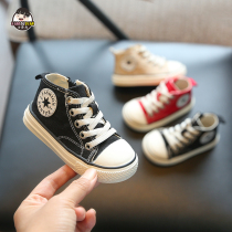 Baby canvas shoes autumn baby soft bottom toddler shoes 1 a 2-3 year old girl shoes high boy shoes spring and autumn